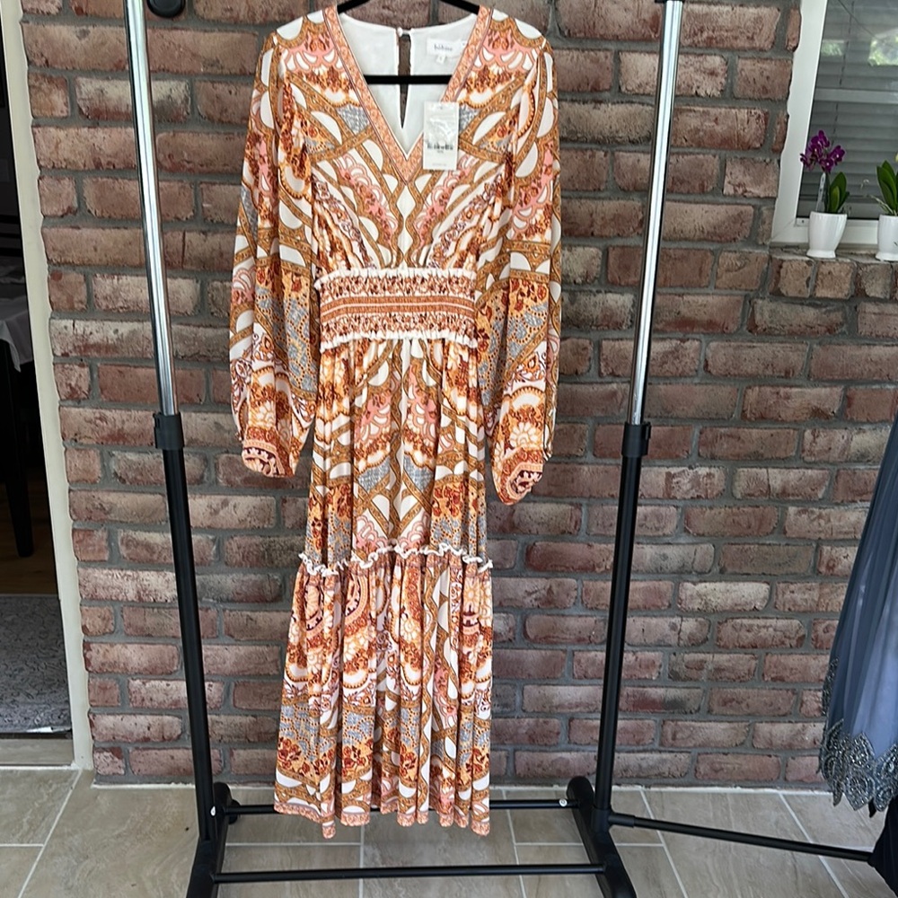 Bohemian Orange Patterned Maxi Dress